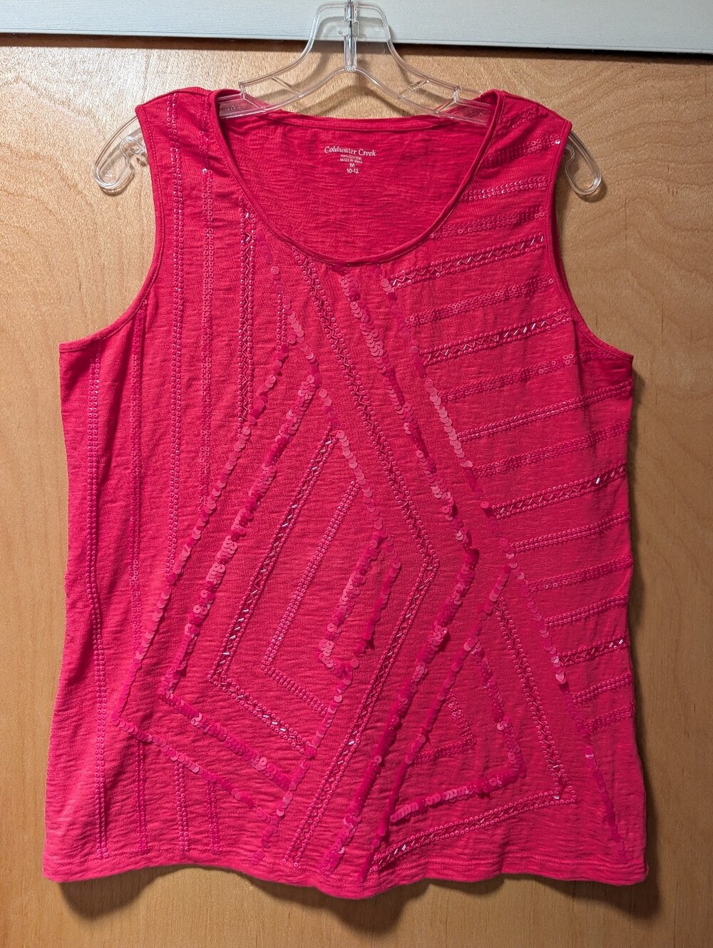 Coldwater Creek Bright Pink Sequin-Embellished Tank